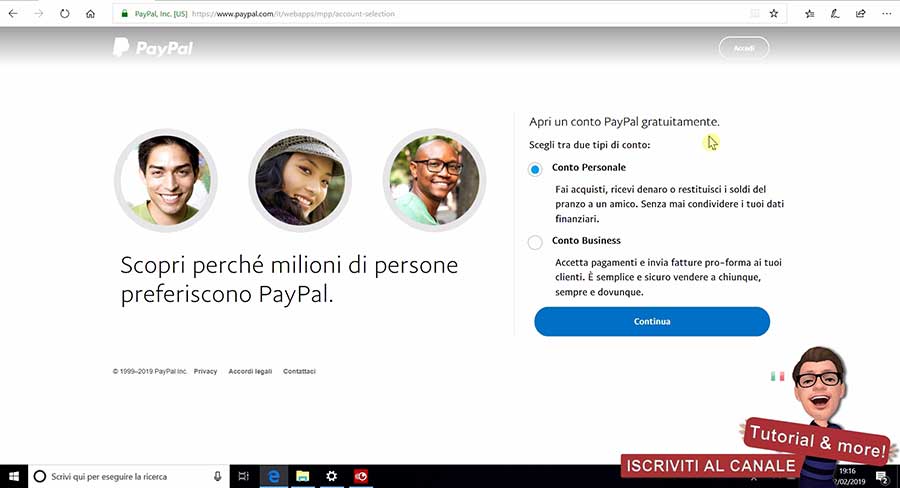 aprire conto paypal