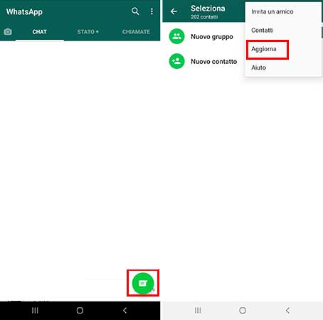 aggiornare rubrica whatsapp