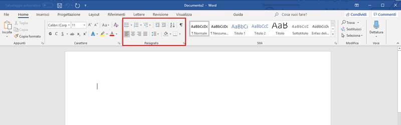 paragrafo microsoft word