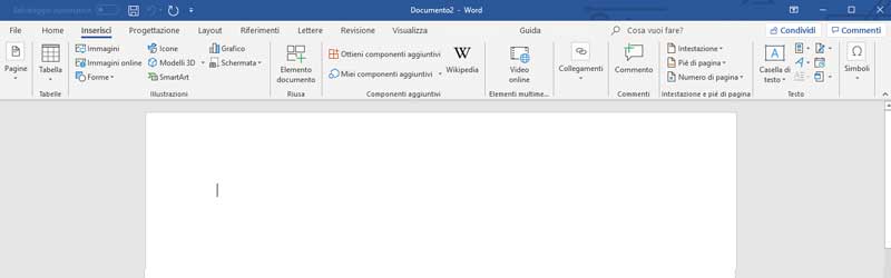 tab inserisci microsoft word
