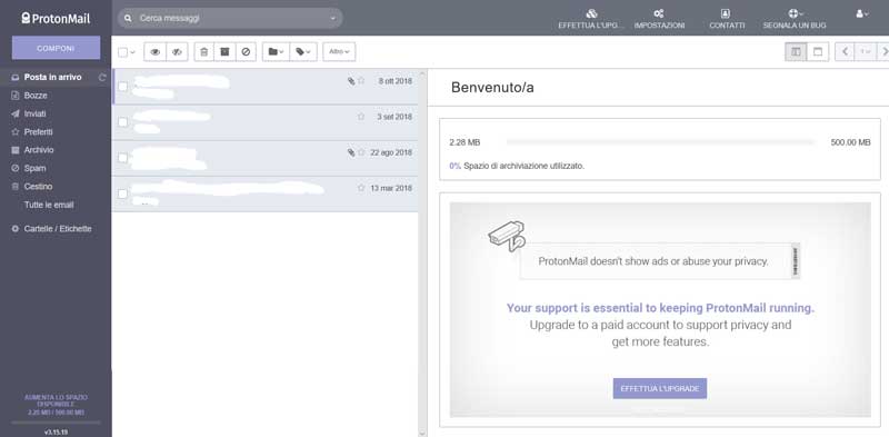 area riservata protonmail