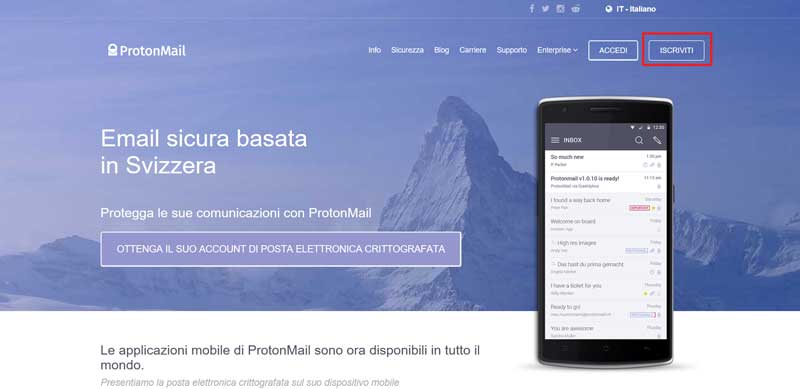 crea mail anonima protonmail