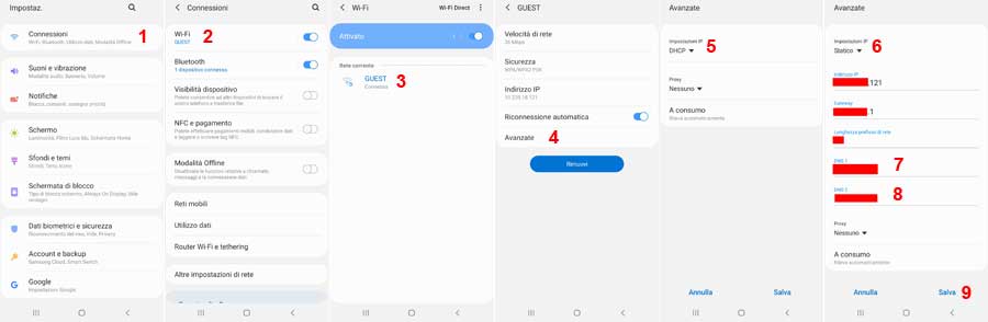 cambiare dns smartphone wifi