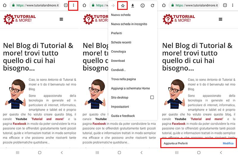 salvare i preferiti su chrome smartphone