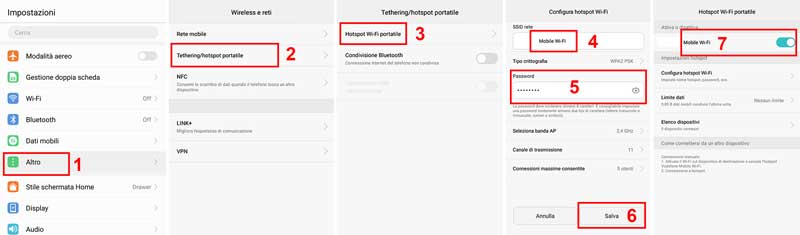 come attivare hotspot huawei