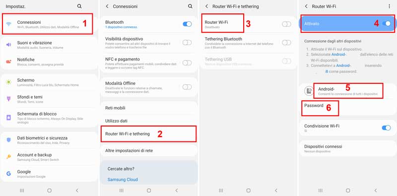come attivare hotspot samsung