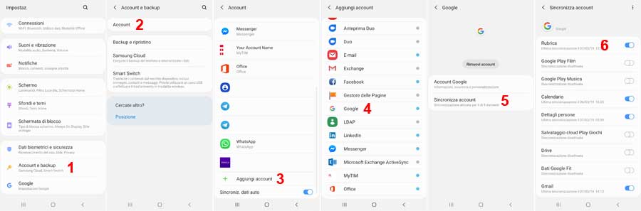 sincronizzare contatti con google