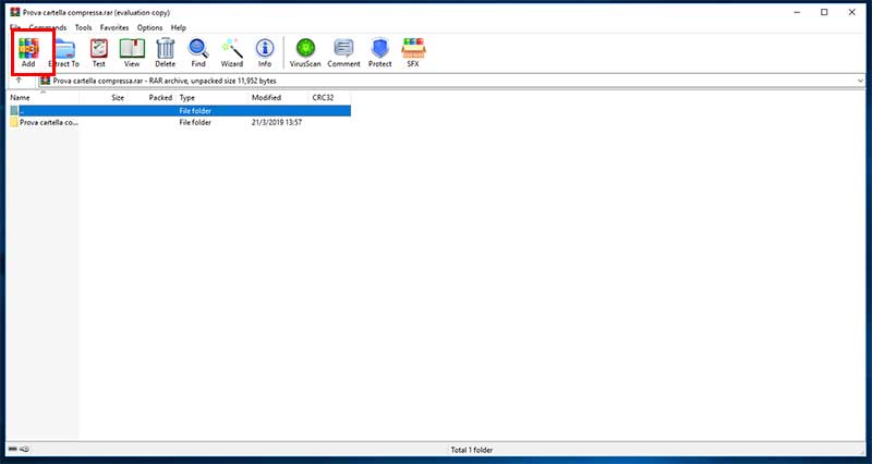 aggiungere cartella a file rar