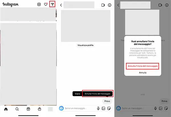 cancellare messaggi instagram 3