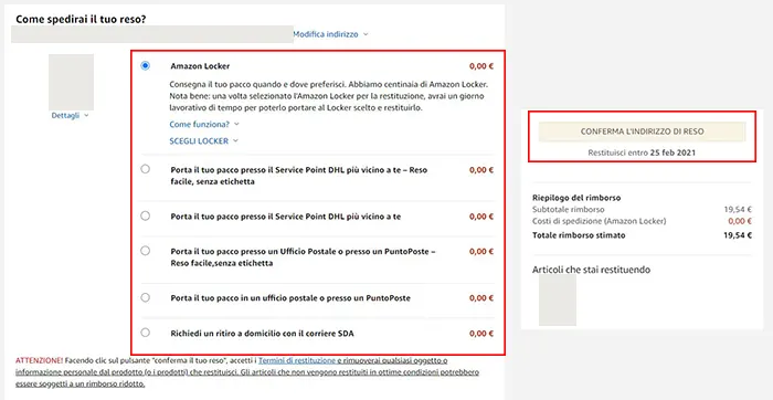restituire pacco amazon 4