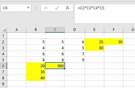 moltiplicazione excel 3