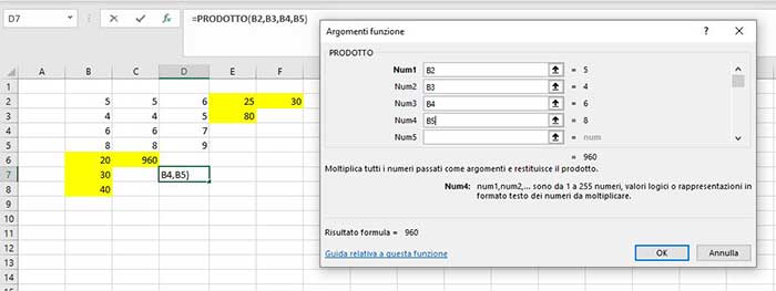 moltiplicazione excel 4