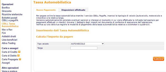 pagare bollo auto online cbill