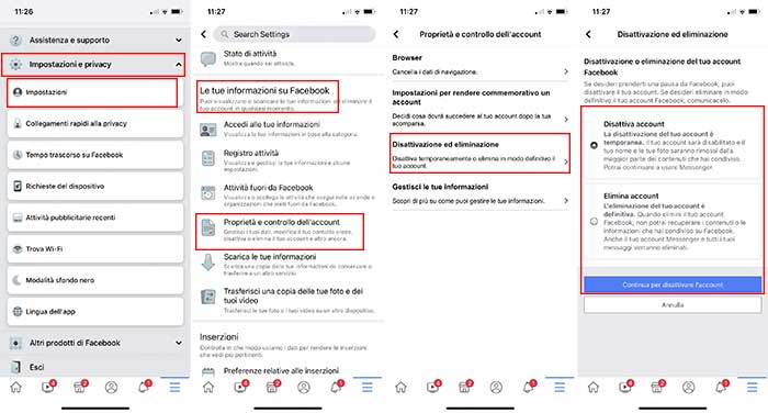 togliersi da facebook smartphone