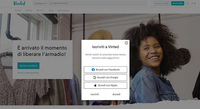 accesso registrazione vinted