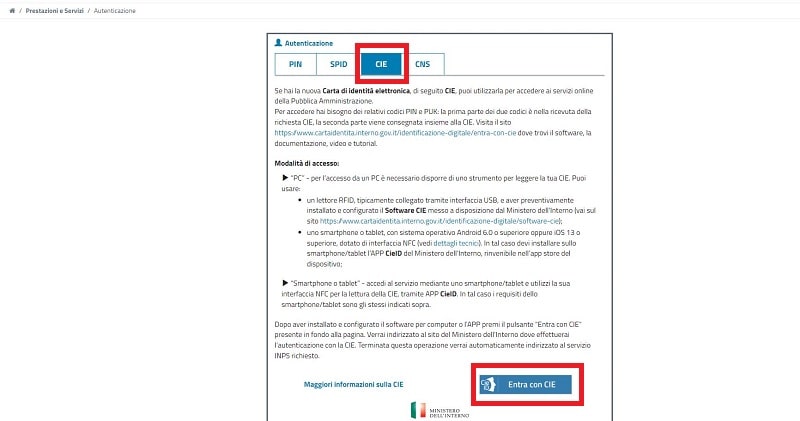 accedere con CIE 2