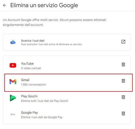 eliminare account Gmail 1