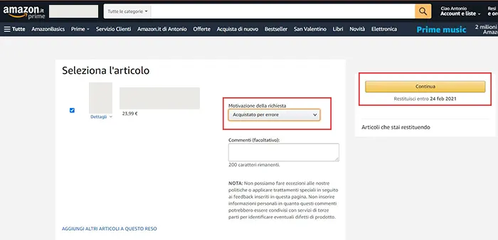 come fare reso amazon 2
