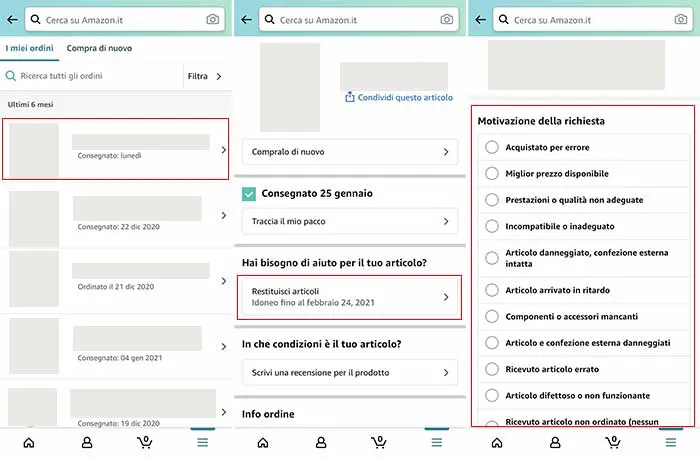 come fare reso amazon app 1