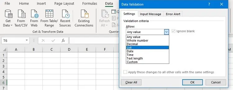 validazione dati excel 2