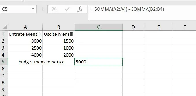 utilizzo formule base excel 6