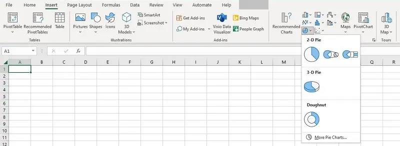 rafici a barre linee e torta excel 2