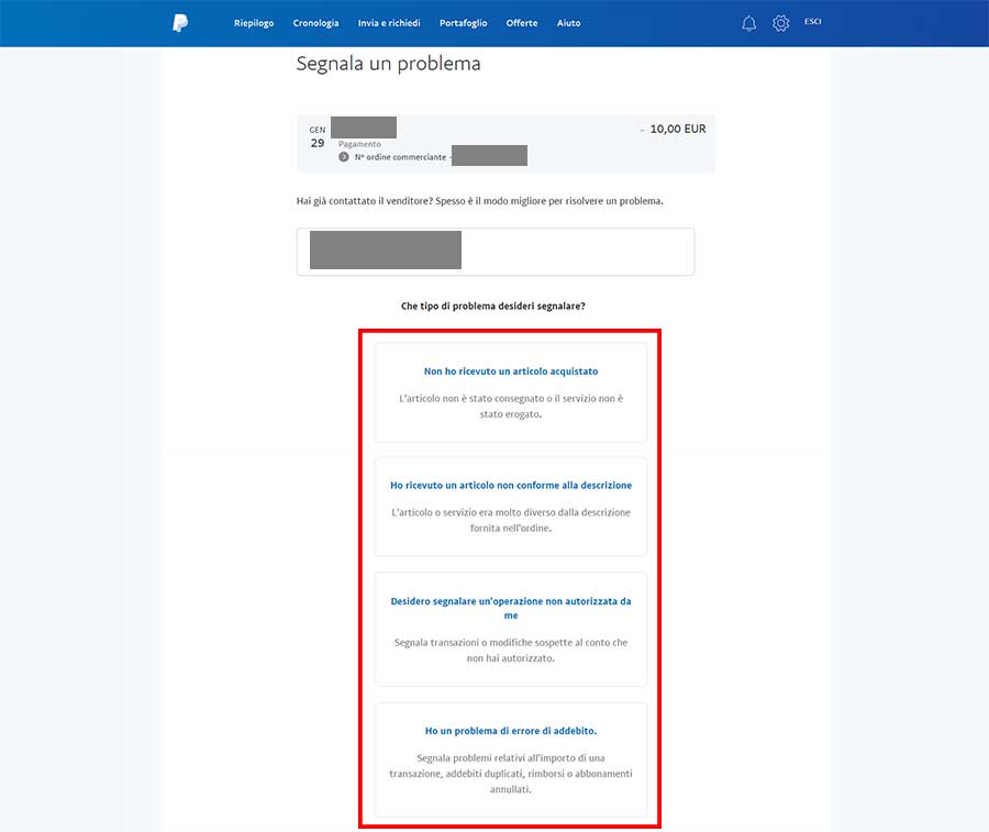 aprire contestazione paypal