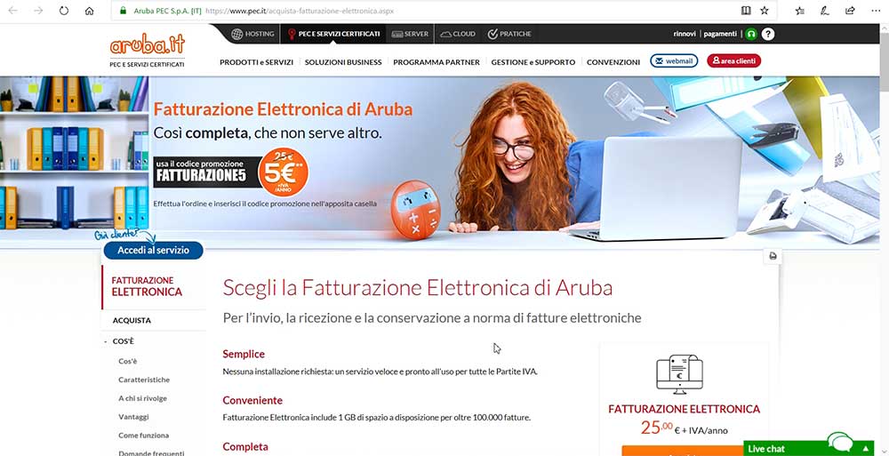 fatturazione elettronica aruba