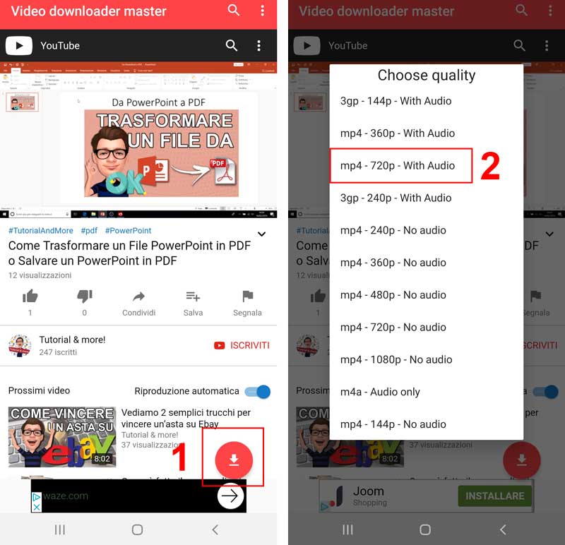 scaricare video youtube su smartphone Video Downloader Master