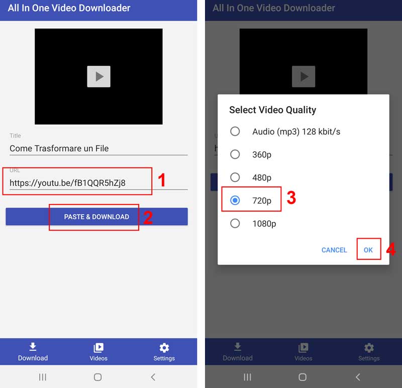 scaricare video youtube su smartphone all in one Video Downloader