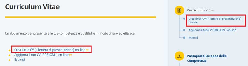 creare cv con europass
