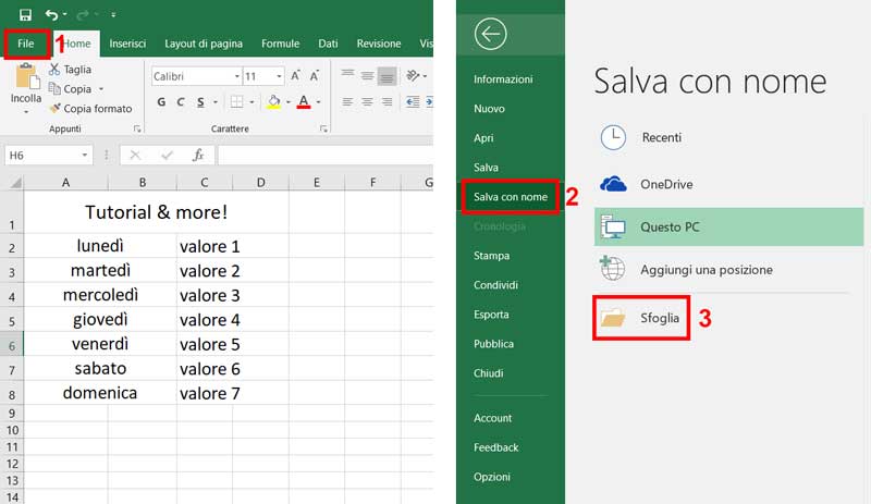 salvare excel in pdf