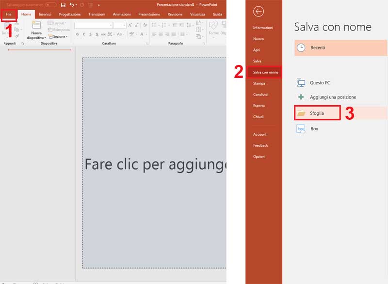 salvare in pdf con powerpoint